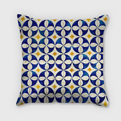 Подушка квадратная Бело-синяя лепестковая текстура