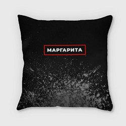 Подушка квадратная Маргарита - в красной рамке на темном, цвет: 3D-принт