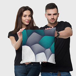 Подушка квадратная Серо-бело-синий каменный паттерн, цвет: 3D-принт — фото 2