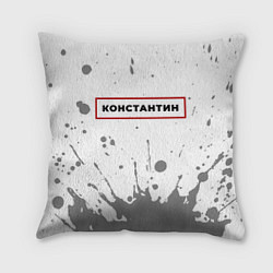 Подушка квадратная Константин - в красной рамке на светлом, цвет: 3D-принт