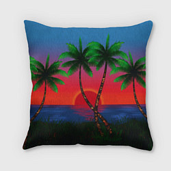 Подушка квадратная Пальмы и море, цвет: 3D-принт