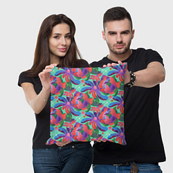 Подушка квадратная Цветочный паттерн арт, цвет: 3D-принт — фото 2