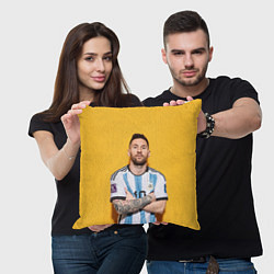 Подушка квадратная Lionel Messi 10, цвет: 3D-принт — фото 2
