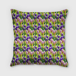 Подушка квадратная Весенние крокусы, цвет: 3D-принт