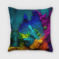 Подушка квадратная Взрыв красок, цвет: 3D-принт