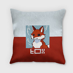 Подушка квадратная Пиксельная лиса с надписью fox, цвет: 3D-принт