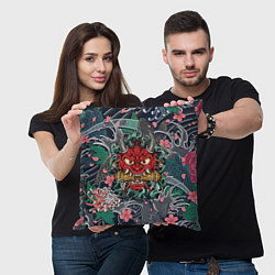 Подушка квадратная Irazumi devil и волны, цвет: 3D-принт — фото 2