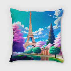Подушка квадратная Весенний Париж, цвет: 3D-принт