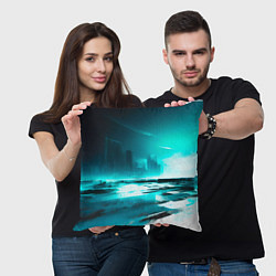 Подушка квадратная Лазурный город, цвет: 3D-принт — фото 2