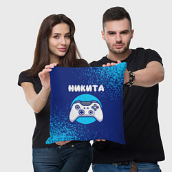Подушка квадратная Никита геймер, цвет: 3D-принт — фото 2