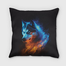 Подушка квадратная Водно-огненная стихия волка, цвет: 3D-принт