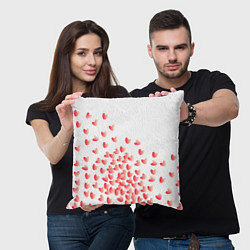 Подушка квадратная Падающие сердечки, цвет: 3D-принт — фото 2