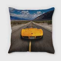 Подушка квадратная Ретро маслкар Chevrolet Corvette Stingray, цвет: 3D-принт