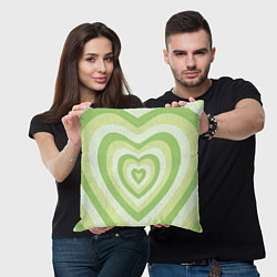 Подушка квадратная Зеленые сердца - индикид паттерн, цвет: 3D-принт — фото 2