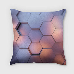 Подушка квадратная Металлические шестиугольники, цвет: 3D-принт