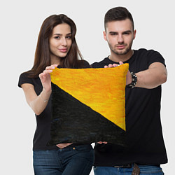 Подушка квадратная Желто-черные масляные краски, цвет: 3D-принт — фото 2