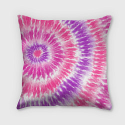 Подушка квадратная Тай-дай розовый с фиолетовым, цвет: 3D-принт