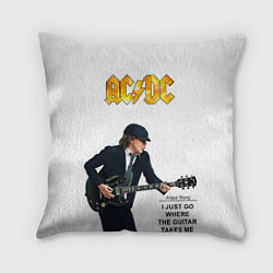 Подушка квадратная Ангус Янг играющий на гитаре, цвет: 3D-принт