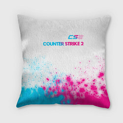 Подушка квадратная Counter Strike 2 neon gradient style: символ сверх, цвет: 3D-принт