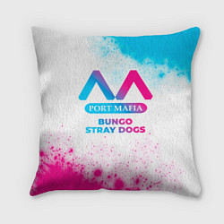 Подушка квадратная Bungo Stray Dogs neon gradient style, цвет: 3D-принт