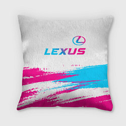 Подушка квадратная Lexus neon gradient style: символ сверху, цвет: 3D-принт