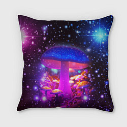 Подушка квадратная Звезды и неоновые светящиеся грибы, цвет: 3D-принт