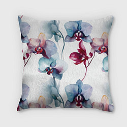 Подушка квадратная Голубая орхидея акварель - паттерн, цвет: 3D-принт