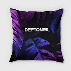 Подушка квадратная Deftones neon monstera, цвет: 3D-принт