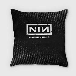 Подушка квадратная Nine Inch Nails с потертостями на темном фоне, цвет: 3D-принт