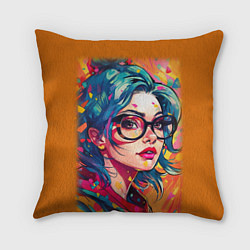 Подушка квадратная Девушка в очках, цвет: 3D-принт