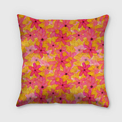 Подушка квадратная Полупрозрачный цветочный паттерн, цвет: 3D-принт