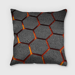Подушка квадратная Металлические плиты и лава, цвет: 3D-принт