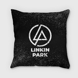 Подушка квадратная Linkin Park с потертостями на темном фоне, цвет: 3D-принт