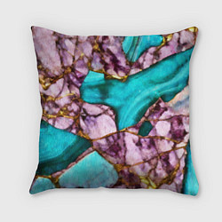 Подушка квадратная Рисунок текстуры синего и фиолетового мрамора, цвет: 3D-принт