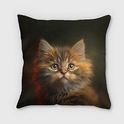 Подушка квадратная Пушистый рыжий котенок