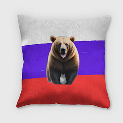 Подушка квадратная Медведь на флаге, цвет: 3D-принт