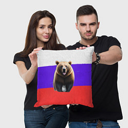 Подушка квадратная Медведь на флаге, цвет: 3D-принт — фото 2