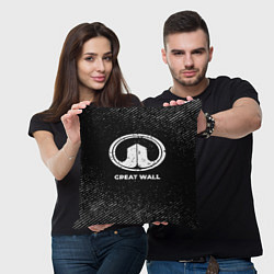 Подушка квадратная Great Wall с потертостями на темном фоне, цвет: 3D-принт — фото 2