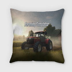 Подушка квадратная Farming Simulator - Красный трактор, цвет: 3D-принт