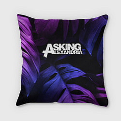 Подушка квадратная Asking Alexandria neon monstera, цвет: 3D-принт