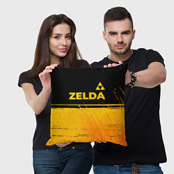 Подушка квадратная Zelda - gold gradient: символ сверху, цвет: 3D-принт — фото 2