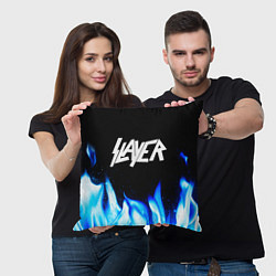 Подушка квадратная Slayer blue fire, цвет: 3D-принт — фото 2