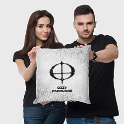 Подушка квадратная Ozzy Osbourne с потертостями на светлом фоне, цвет: 3D-принт — фото 2