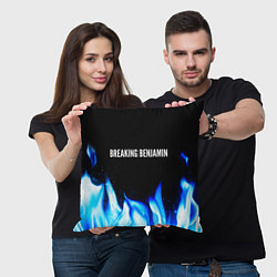 Подушка квадратная Breaking Benjamin blue fire, цвет: 3D-принт — фото 2