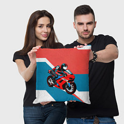 Подушка квадратная Нарисованный мотоциклист, цвет: 3D-принт — фото 2