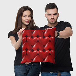 Подушка квадратная Red hearts, цвет: 3D-принт — фото 2