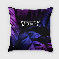 Подушка квадратная Bullet For My Valentine neon monstera, цвет: 3D-принт