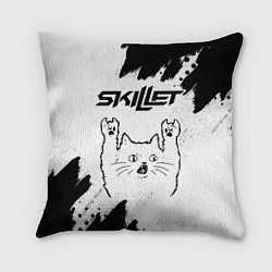 Подушка квадратная Skillet рок кот на светлом фоне, цвет: 3D-принт