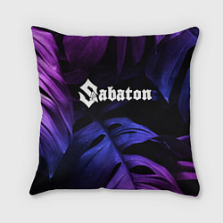 Подушка квадратная Sabaton neon monstera, цвет: 3D-принт