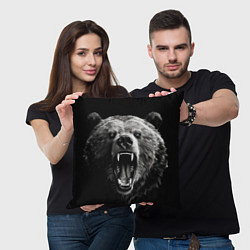 Подушка квадратная Агрессивный таежный медведь, цвет: 3D-принт — фото 2